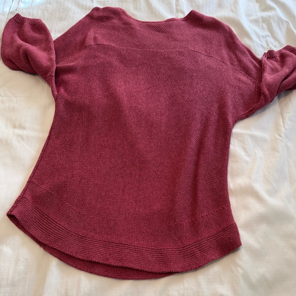 Croft & Barrow Textured Knit Tunic Sweater - Mauve Berry - 3/4 Raglan Sleeve XXL - Picture 3 of 9